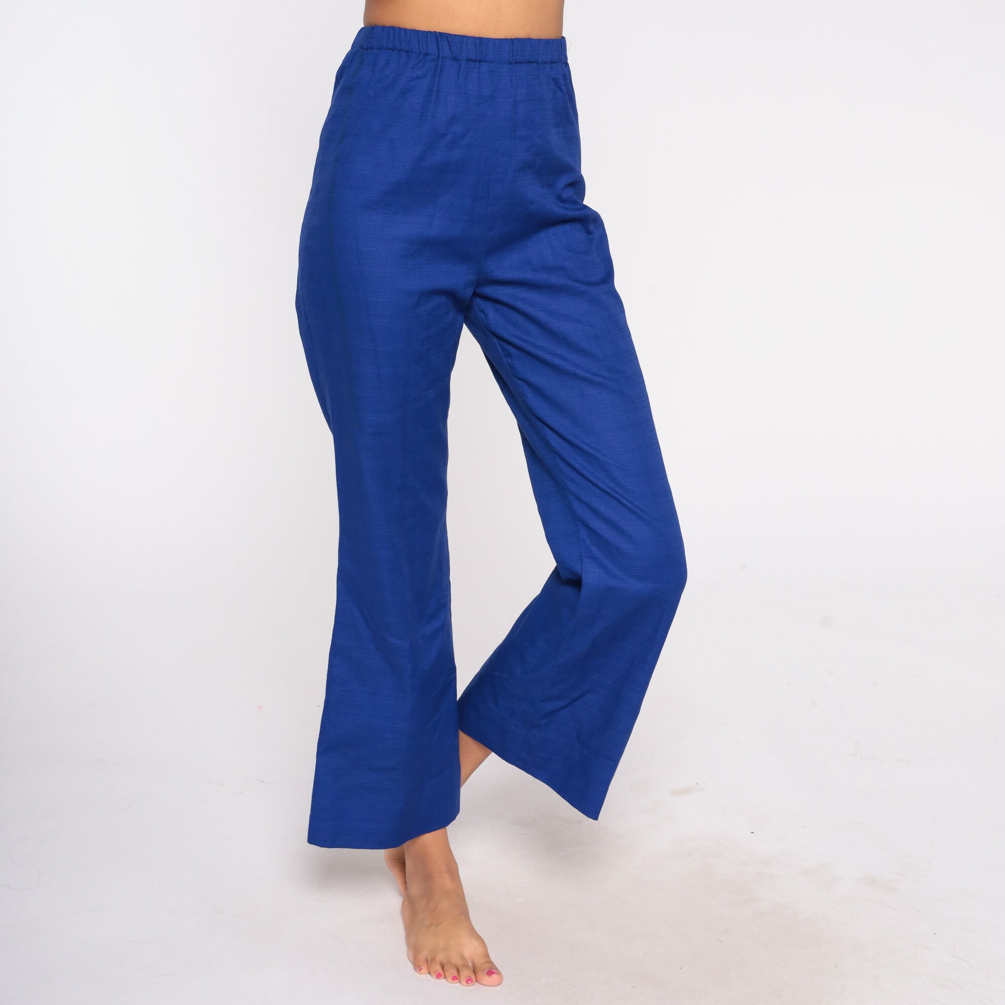 60s Bell Bottom Pants Royal Blue Flare Pants Boho Trousers Hippie ...