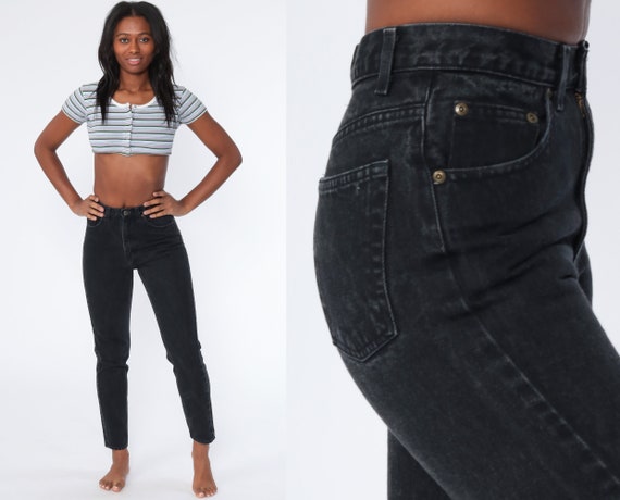 90s Black Jeans 24 -- Arizona Jeans 1990s Tapered