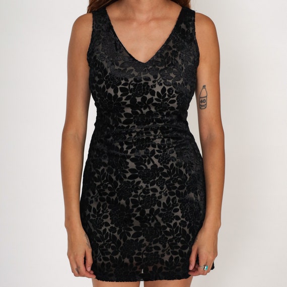 Velvet Burnout Dress Y2K Black Floral Charlotte R… - image 7