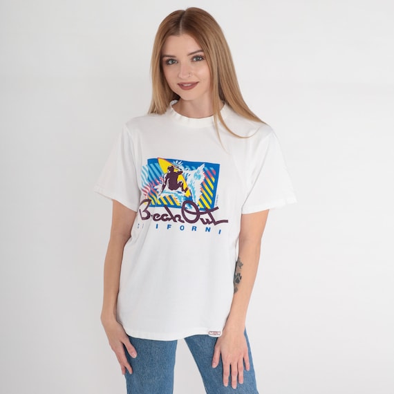 Surfer T-Shirt 90s California Surfer Shirt Surf Break Out Graphic Tee Retro Surfing TShirt Single Stitch Vintage 1990s Crazy Shirts Medium M