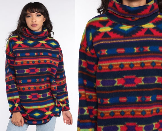 Southwestern Fleece Shirt Turtleneck 