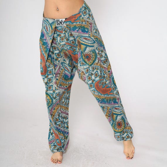 90s Hammer Pants Vintage Geometric Alligator Print Baggy