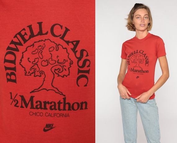 Bidwell Classic Half Marathon Shirt 80s Running California T Shirt Graphic Tshirt Vintage 1980s Single Stitch Tee Run Red Extra Small xs