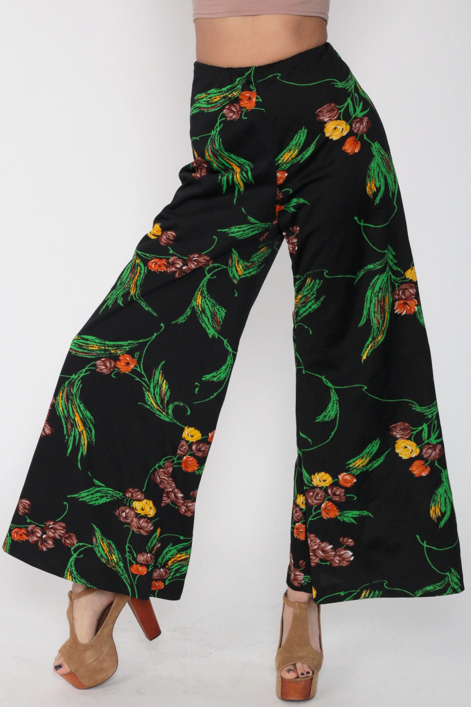 floral bell bottom pants