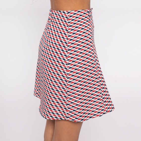 Plaid Mini Skirt 60s 70s Mod Red White Blue High … - image 6