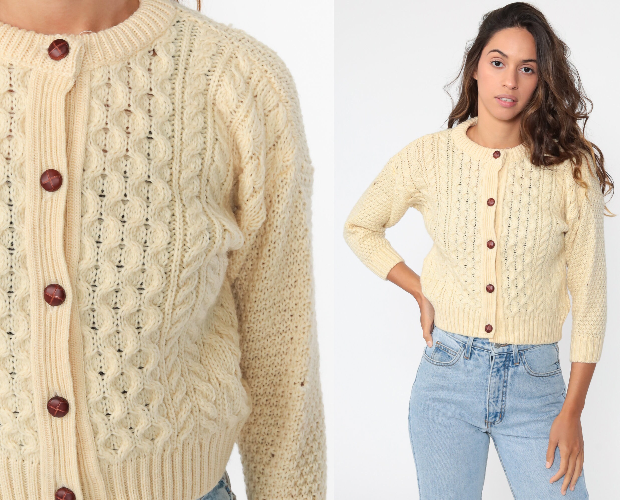cream wool cardigan womens