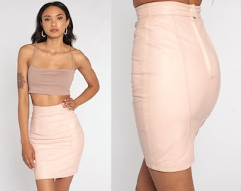 faux leather pencil skirt pink