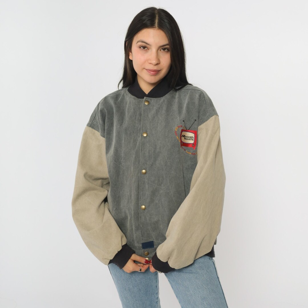 Network Jacket Vintage TV Network Bomber Jacket 90s Meredith Broadcasting 1990s Canvas ...