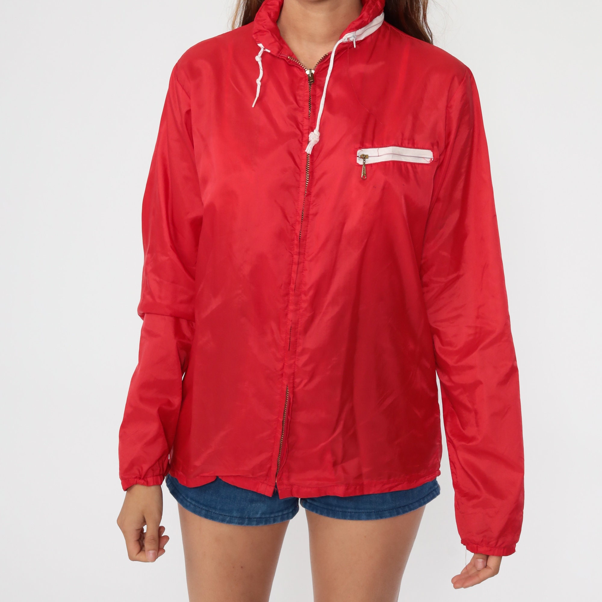 windbreaker with hidden hood