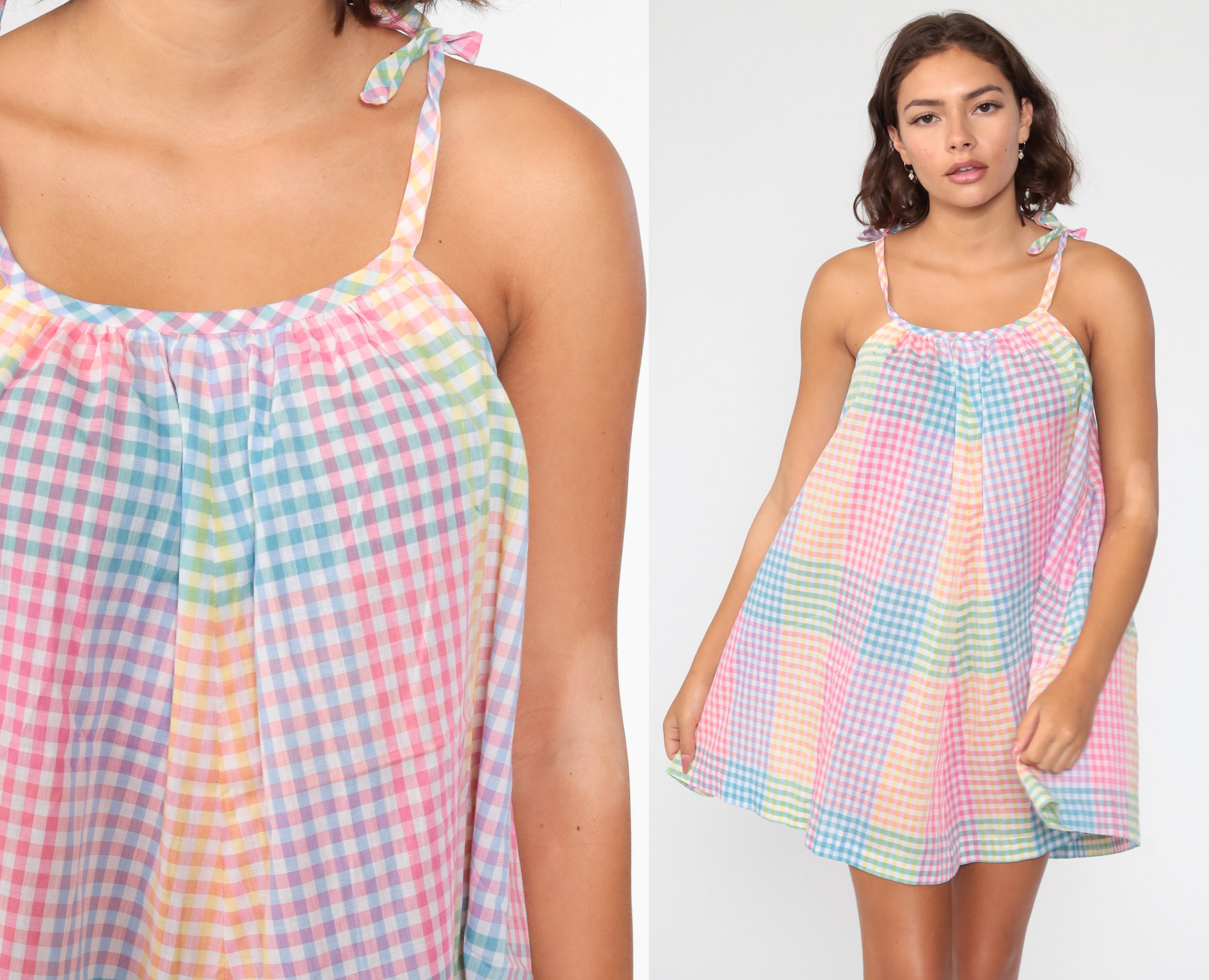 rainbow gingham dress