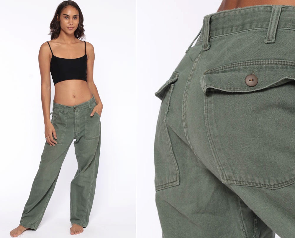 high waisted army green cargo pants