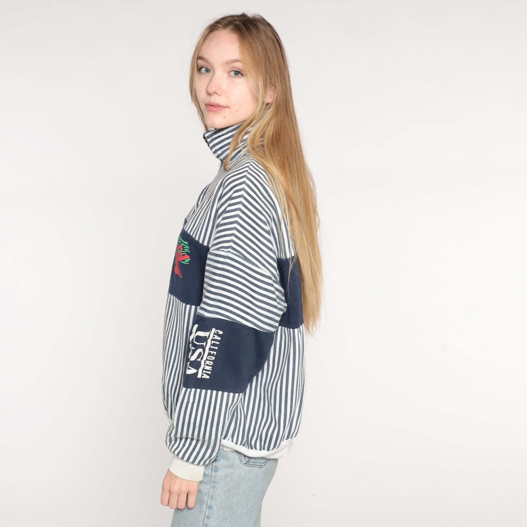 Pebble Beach California Shirt Half Zip Sweatshirt 80s 90s Pullover