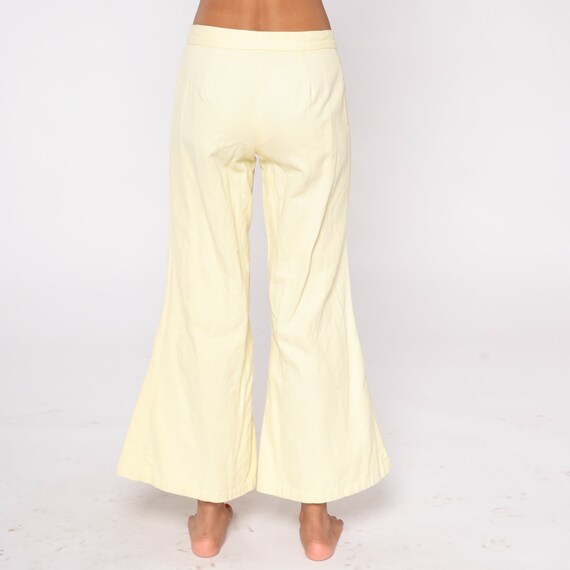 Pale Yellow Bell Bottoms 70s Flare Pants Hippie B… - image 7