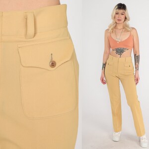 Tan Bell Bottoms 70s Flare Pants Boho Hippie Bellbottom High Waisted Pants Bohemian Trousers High Rise Vintage 1970s Sand Small S