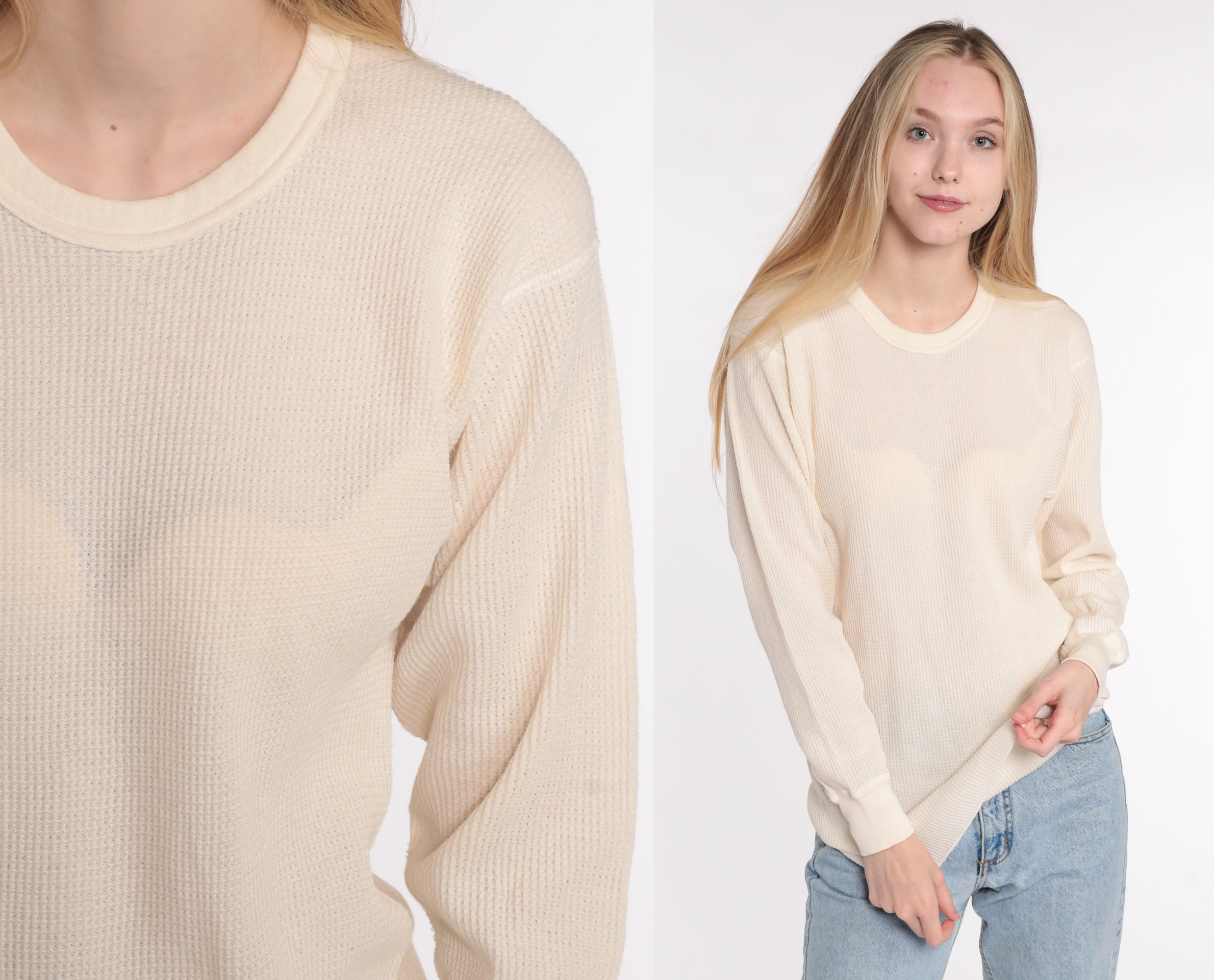 Cream waffle cheap shirt