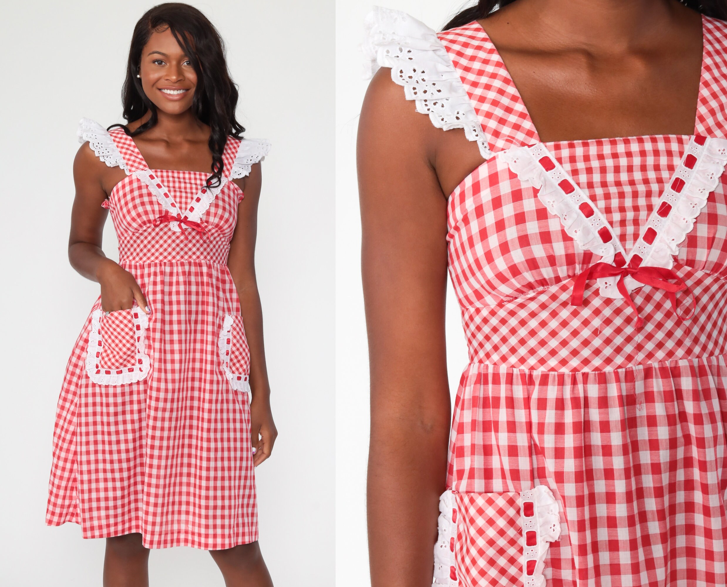 Gingham Babydoll Dress 70s Candi Jones 