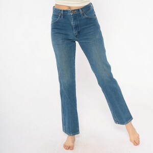 90-tals Wrangler-jeans med hög midja, raka ben, ljusblå tvättade denimjeans, bomull, vintage, klassiska, vardagliga, enkla byxor, 30x32, medium bild 7