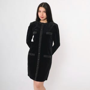 Robe vintage en velours noir des années 80 veste mini gothique mod boutonnée robe de soirée des années 80 à manches longues gothique glam sorcière petit moyen