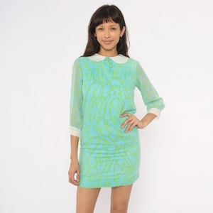 green and white swirl dress Day Dress - Green with White Swirl Pattern