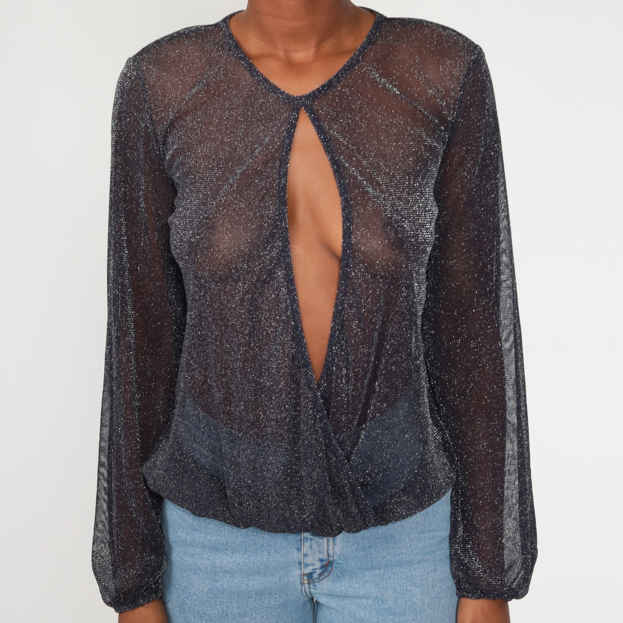 deep front cut blouse