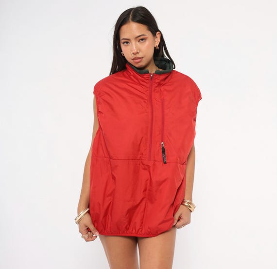 Red Patagonia Vest 2000s Windbreaker Sleeveless Jacket Collar Gorpcore Outdoor Hiking Camping Trail Layering Puffer Vintage Extra Large XL