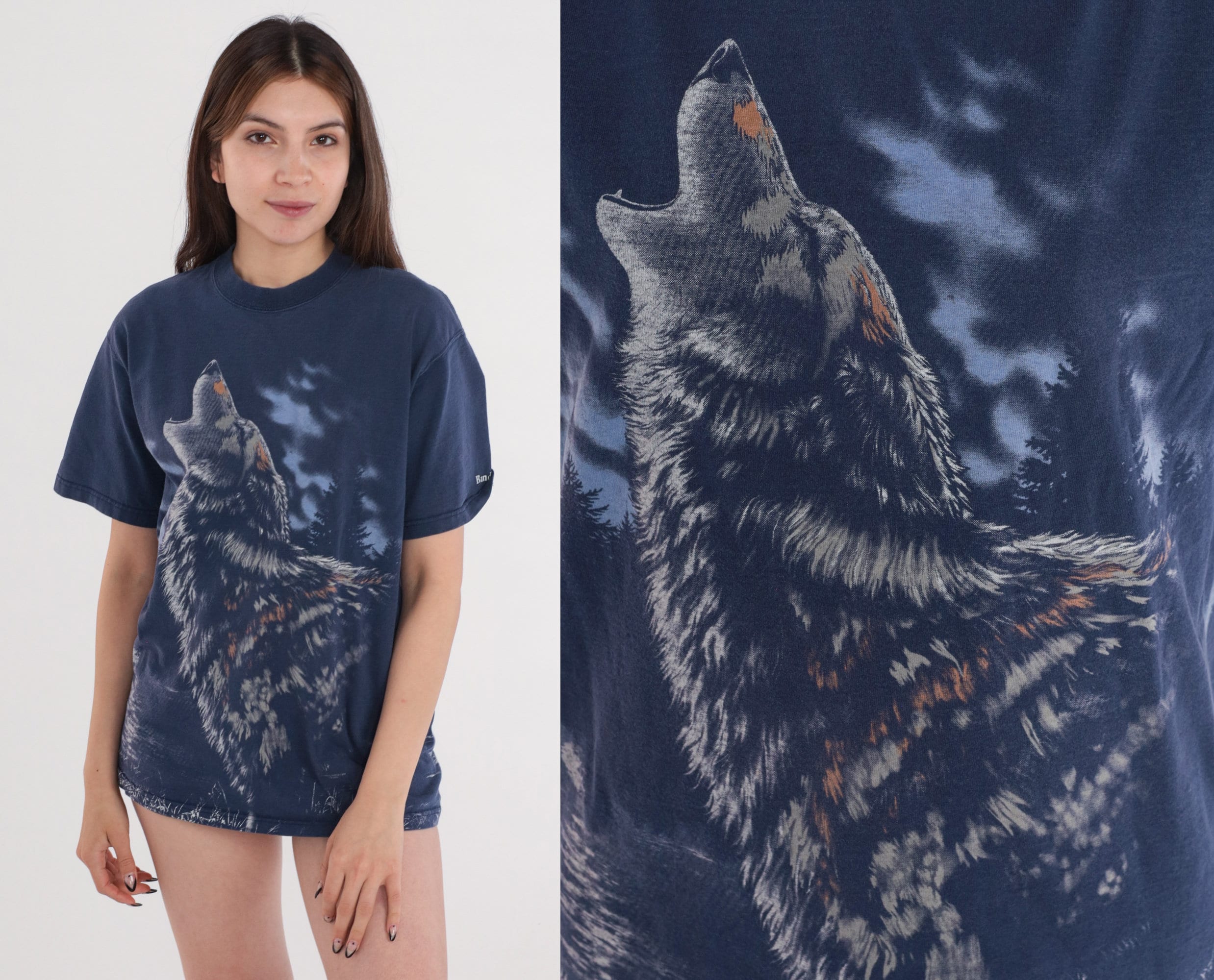 Lone Wolf Shirt 90s Wild Wolves T-Shirt Howling Animal Graphic Tee ...