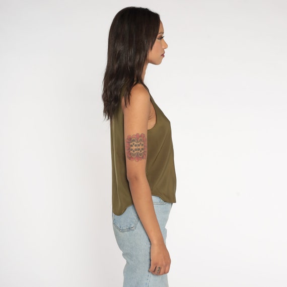 Olive Green Tank Top 90s T-Shirt Sleeveless Tee R… - image 5