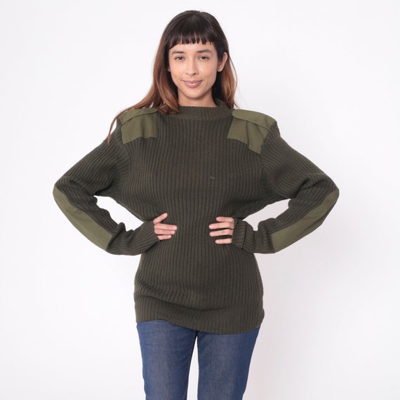 Wool Army Sweater Y2K Military Sweater Olive Drab… - image 5