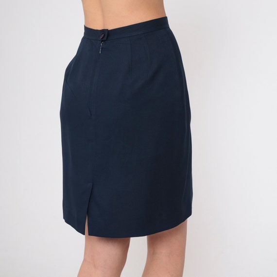 Navy Silk Skirt 90s Pencil Skirt Ann Taylor Loft … - image 7