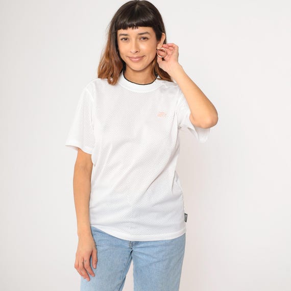 Vintage 90s Starter Jersey White Mesh Shirt Sports Jersey Sheer Top Short Sleeve Retro Ringer Crewneck Tee Athletic Streetwear Medium