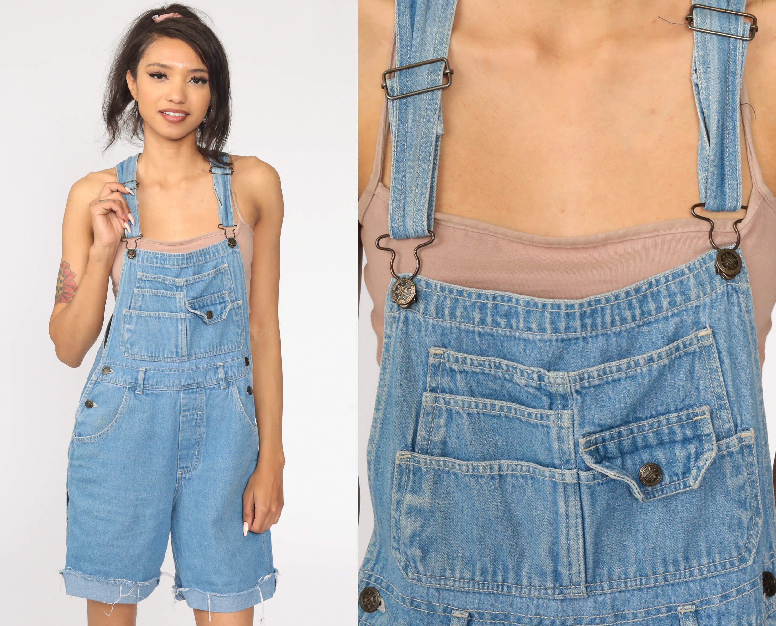 Denim Overall Shorts Cutoff Jean 