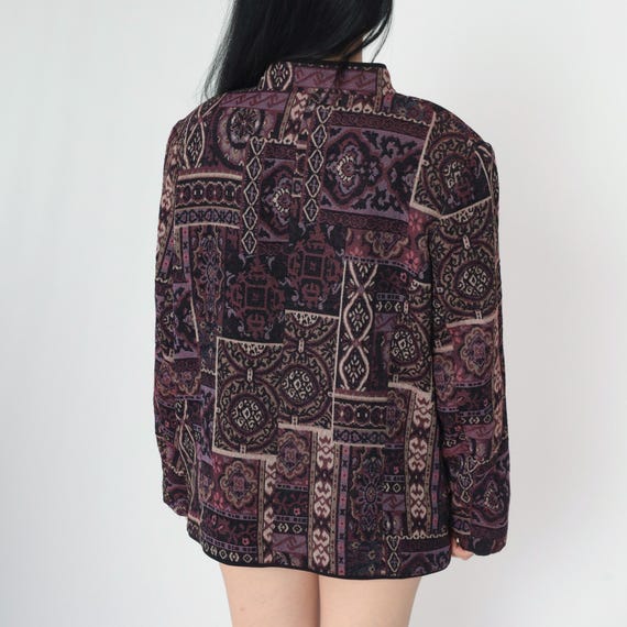90s Patchwork Tapestry Jacket Vintage Purple Geom… - image 5