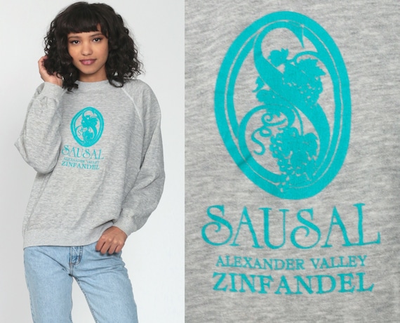 Sausal Zinfandel Shirt 80s Sweatshirt Alexander Valley Wine Shirt Winery Graphic Sweatshirt Raglan Vintage Retro 1980s Small Medium