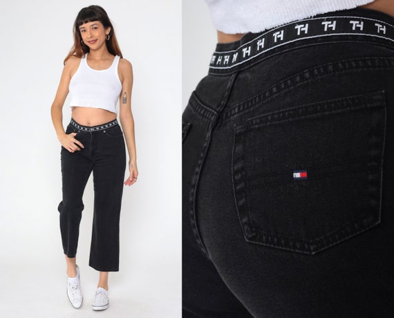 Tommy Hilfiger Ankle Jeans Y2K Black Denim Croppe… - image 1