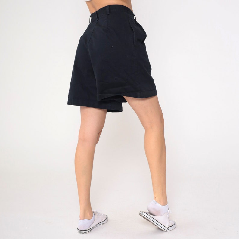 Vintage Ralph Lauren Shorts 90s Navy Blue Shorts Preppy High Waist Trouser Shorts Bermuda Cotton Pocket Retro 1990s Polo Shorts Medium image 5