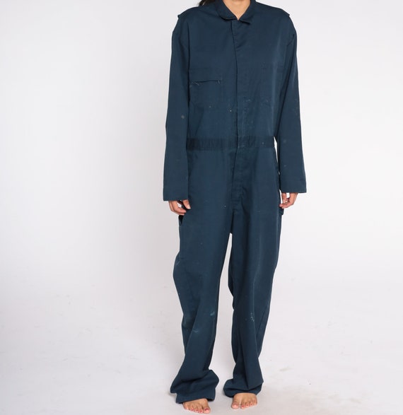 Navy Blue Coveralls 80s Jumpsuit Retro Workwear P… - image 7