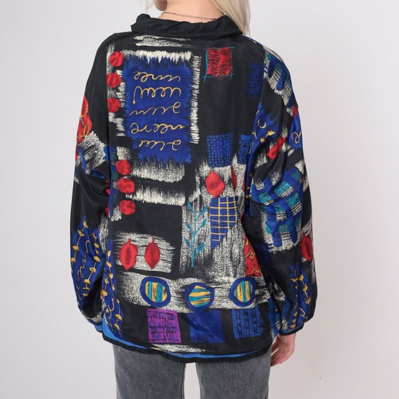 90s Patchwork Windbreaker Black Checkered Abstrac… - image 8
