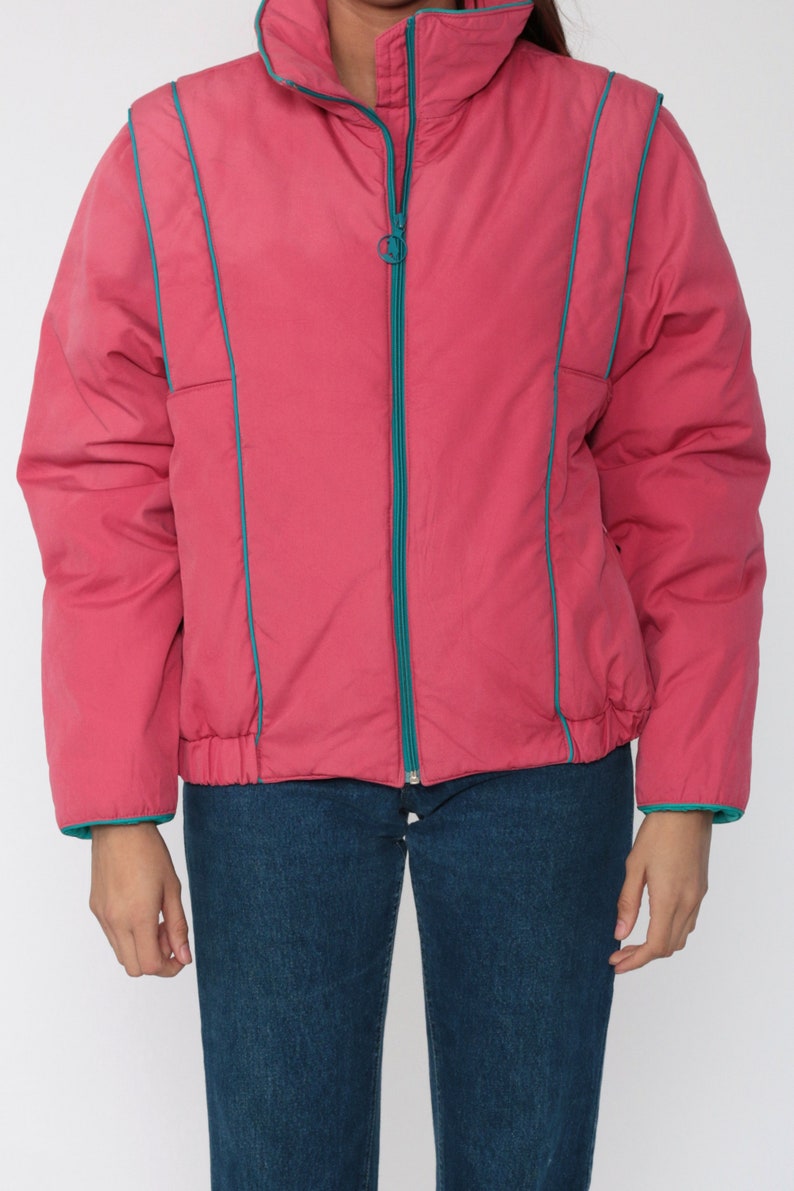 Pink Puffer Jacket White Stag Ski Jacket Retro 80s Striped Etsy