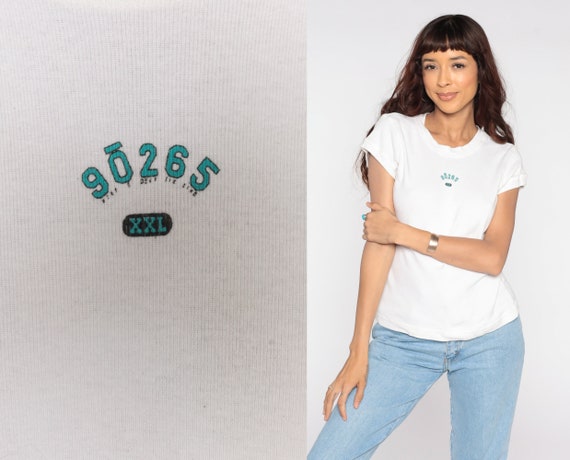 Malibu California T Shirt 90s 90265 Los Angeles Zip Code Shirt Graphic Tshirt Vintage 1990s Baby Tee Small S