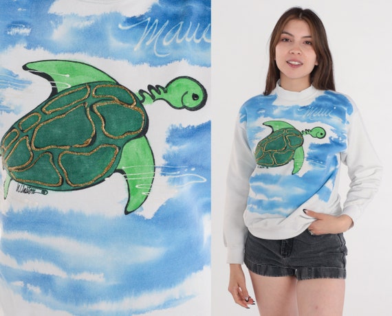 Glitter Turtle Sweatshirt 90s Maui Hawaii Sweatshirt - Etsy