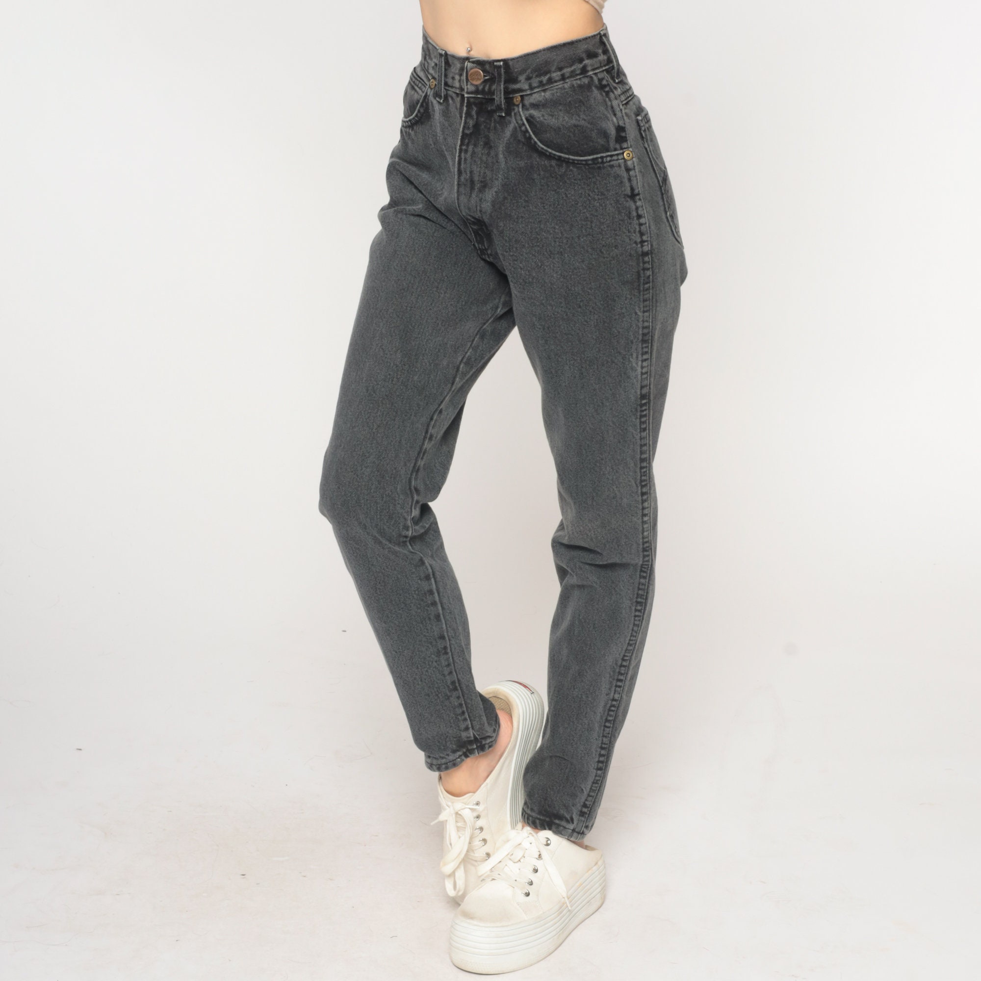 Tapered Black Jeans Vintage Mom Jeans Tapered Jeans 80s Chic Jeans High ...