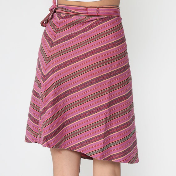 Purple WRAP Skirt Boho Cotton Striped 90s Mini Pr… - image 5