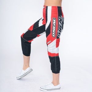 O&#39;Neal Motocross Pants Y2K Dirt Bike Racing Red Black White Riding Streetwear Motorcycle Biker Ankle Pants Capri Vintage 00s Extra Small xs