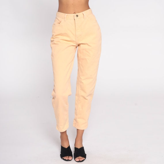 90s Peach Jeans Slim Skinny Jeans Mom Jeans Denim Pants Tapered 1990s Jeans Vintage Colored Small 27
