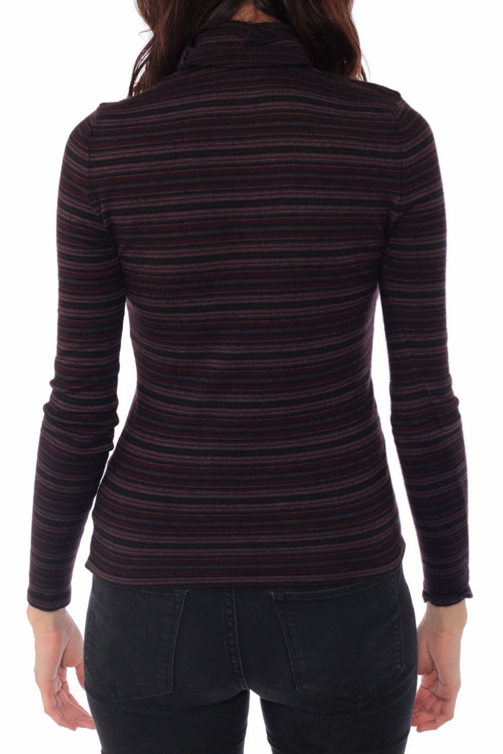 Cashmere Turtleneck Top 00s Shirt Purple Striped Long Sleeve Knit Retro Turtle Neck 90s Vintage 