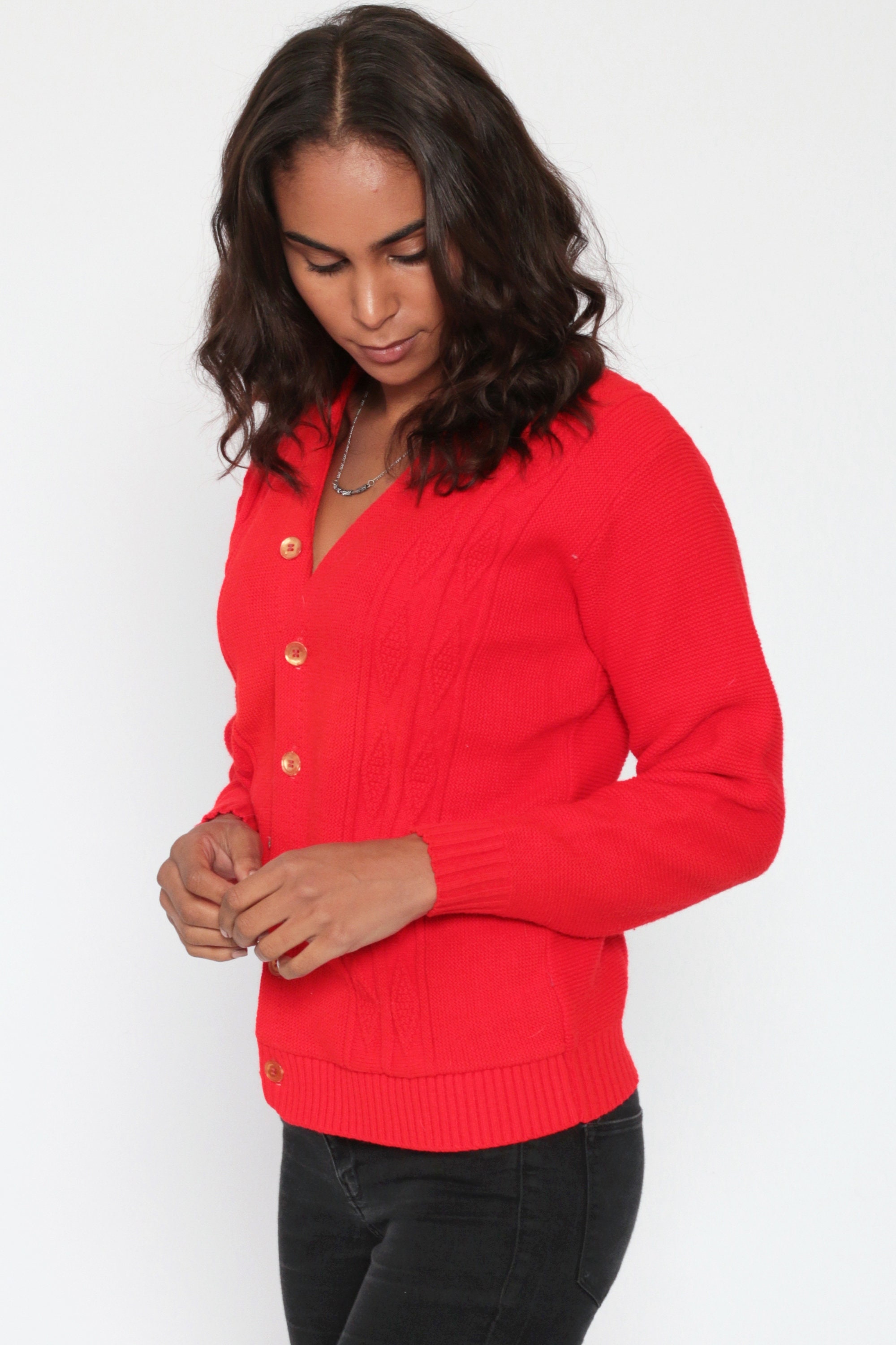 knit button up sweater