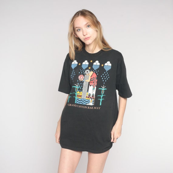 Vintage Grand Canyon Railway Shirt 90s Native Art TShirt National Park Shirt Southwest Arizona Tee Single Stitch Black 1990s Extra Large xl