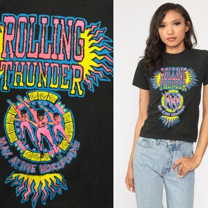 90s Rollerblading Shirt Neon Rolling Thunder Graphic Shirt Rollerblade Tee 90s Tshirt Vintage T Shirt Tee 1990s Sports Black Extra Small xs image 1