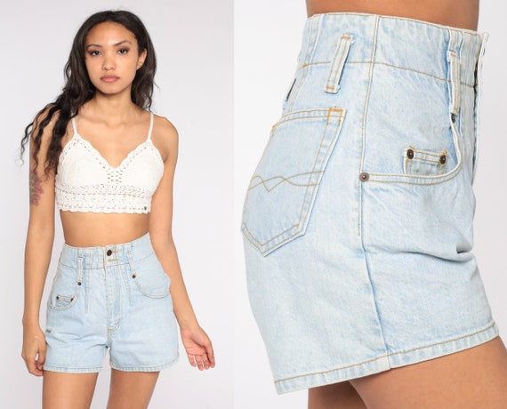 90s Denim Shorts Light Wash Jean Shorts Retro Lig… - image 1