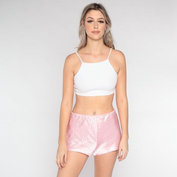 Satin Tap Shorts Lingerie Baby Pink Satin Boy Shorts Sleep Shorts 90s Pajama Bottoms 1990s Sexy Silky PJs Vintage Retro Small Medium